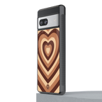 y2k brown hearts aesthetic back phone cover | glass case for Google Pixel 7
