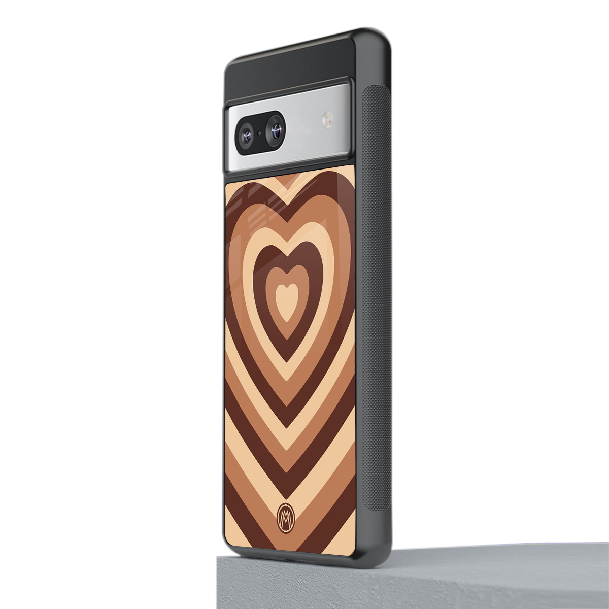 y2k brown hearts aesthetic back phone cover | glass case for Google Pixel 7