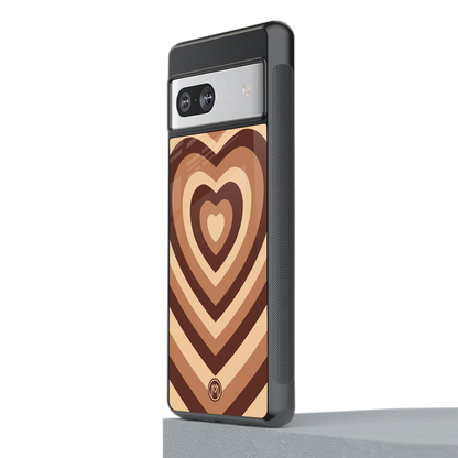 y2k brown hearts aesthetic back phone cover | glass case for Google Pixel 7
