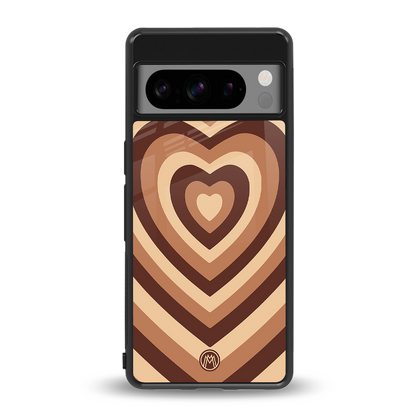 y2k brown hearts aesthetic back phone cover | glass case for google pixel 8 pro