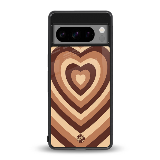 y2k brown hearts aesthetic back phone cover | glass case for google pixel 8 pro