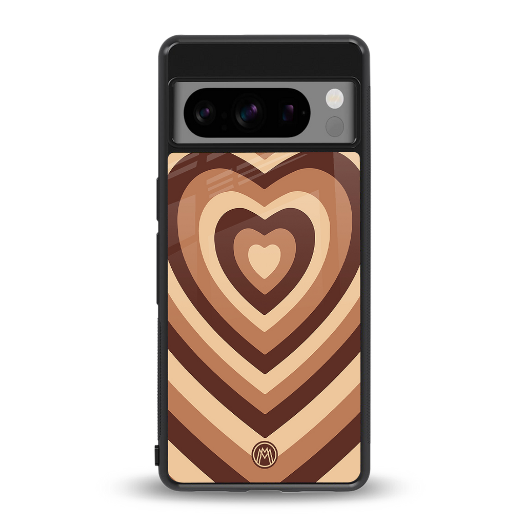 y2k brown hearts aesthetic back phone cover | glass case for google pixel 8 pro