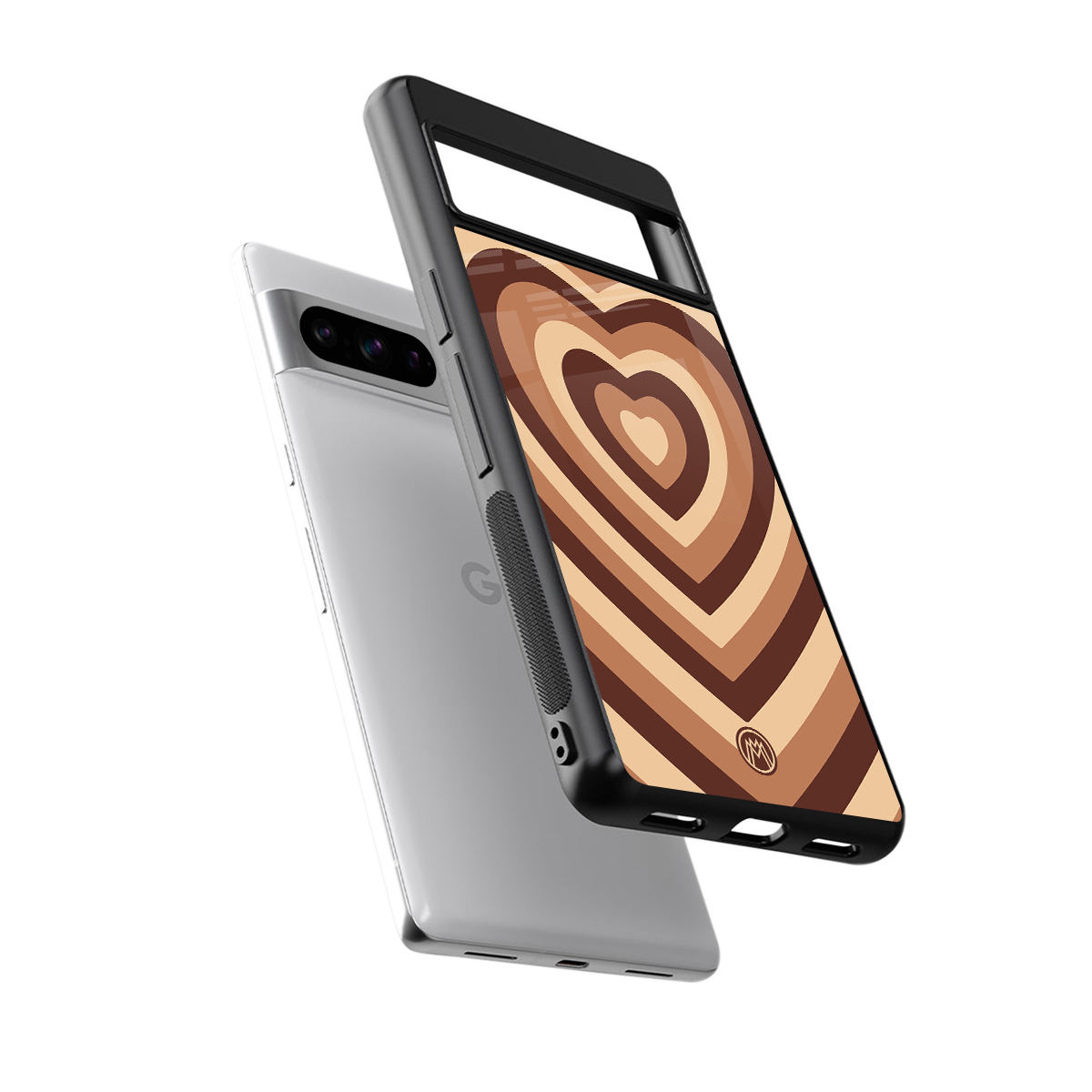 y2k brown hearts aesthetic back phone cover | glass case for google pixel 8 pro