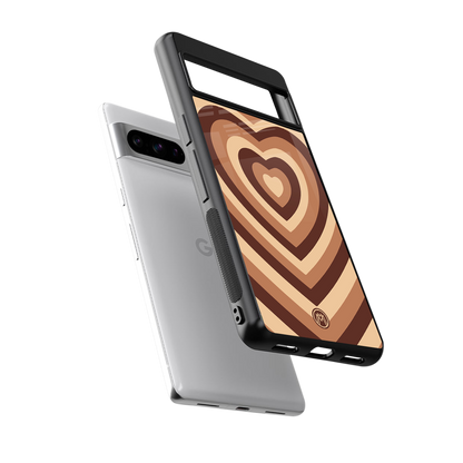 y2k brown hearts aesthetic back phone cover | glass case for google pixel 8 pro