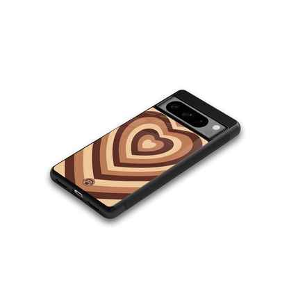 y2k brown hearts aesthetic back phone cover | glass case for google pixel 8 pro