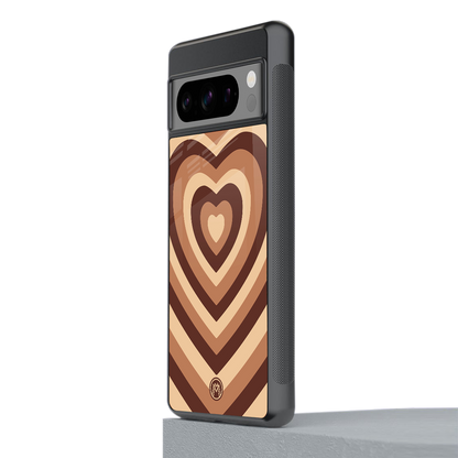 y2k brown hearts aesthetic back phone cover | glass case for google pixel 8 pro