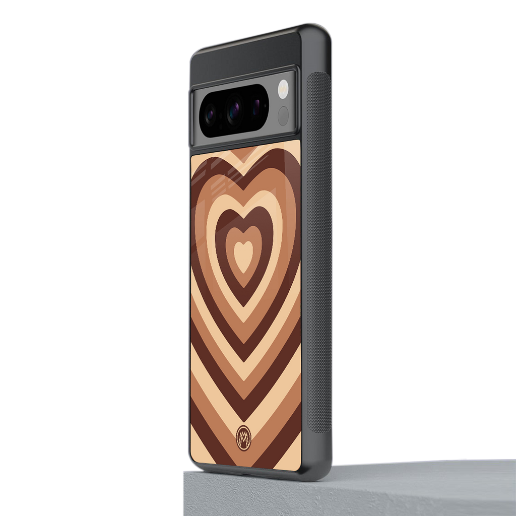 y2k brown hearts aesthetic back phone cover | glass case for google pixel 8 pro