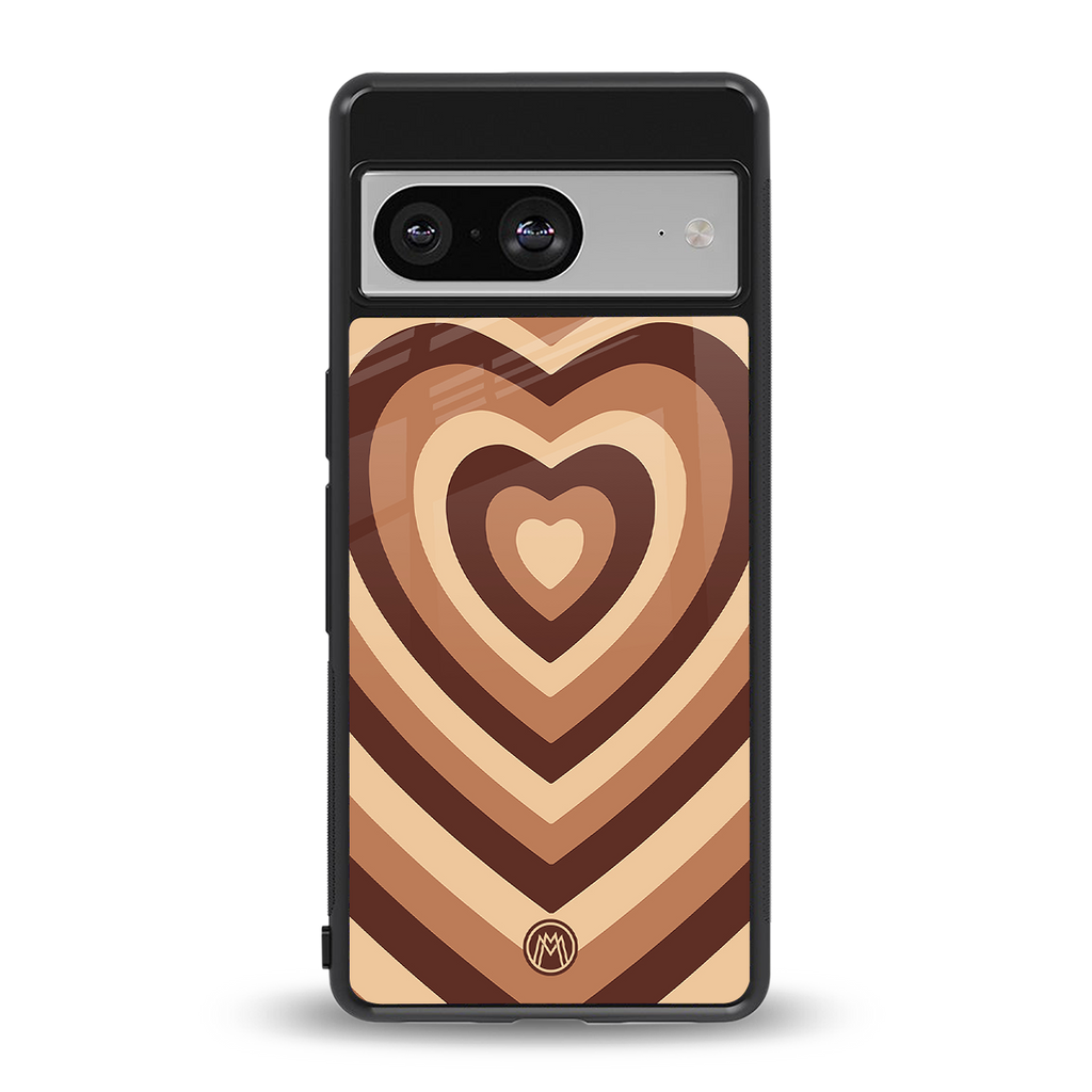 y2k brown hearts aesthetic back phone cover | glass case for Google Pixel 8