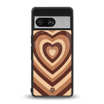 y2k brown hearts aesthetic back phone cover | glass case for Google Pixel 8