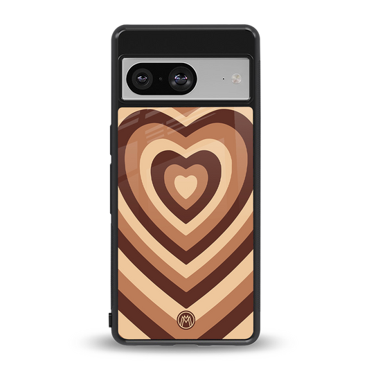 y2k brown hearts aesthetic back phone cover | glass case for Google Pixel 8