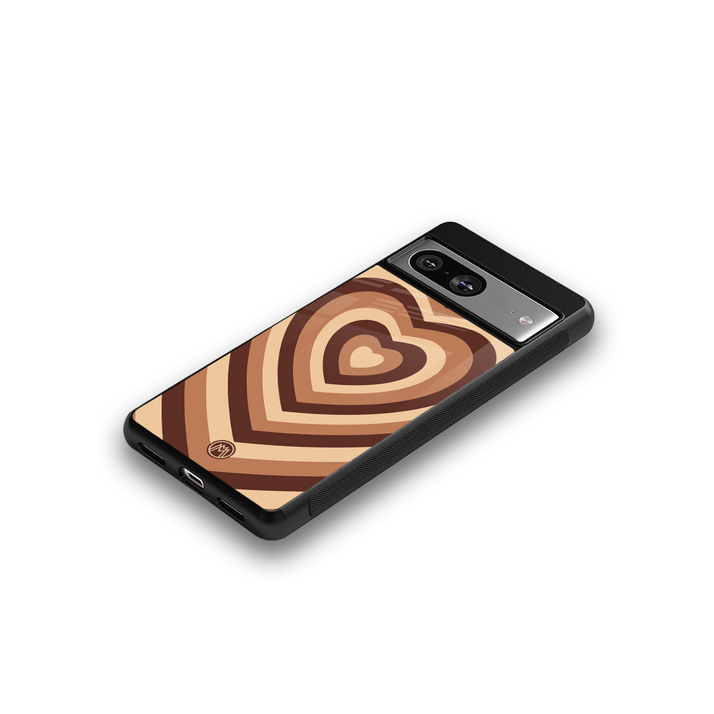 y2k brown hearts aesthetic back phone cover | glass case for Google Pixel 8