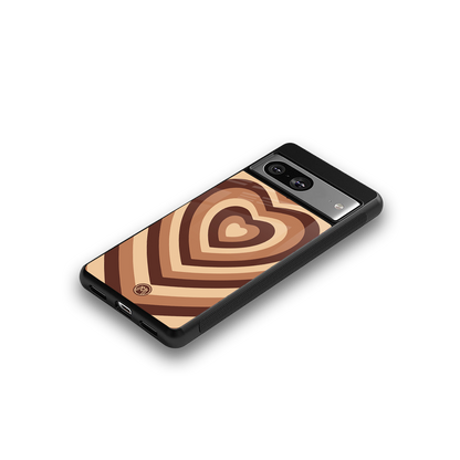 y2k brown hearts aesthetic back phone cover | glass case for Google Pixel 8