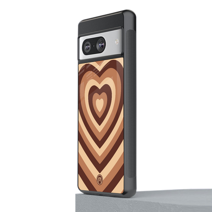 y2k brown hearts aesthetic back phone cover | glass case for Google Pixel 8