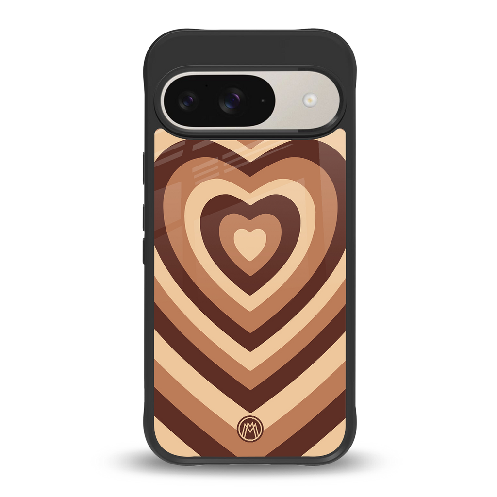 y2k brown hearts aesthetic back phone cover | glass case for google pixel 9