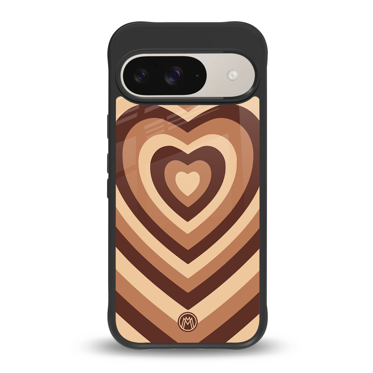 y2k brown hearts aesthetic back phone cover | glass case for google pixel 9
