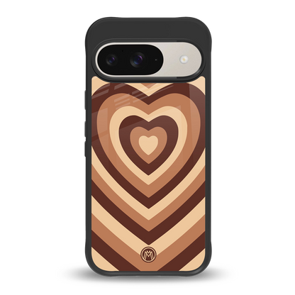 y2k brown hearts aesthetic back phone cover | glass case for google pixel 9