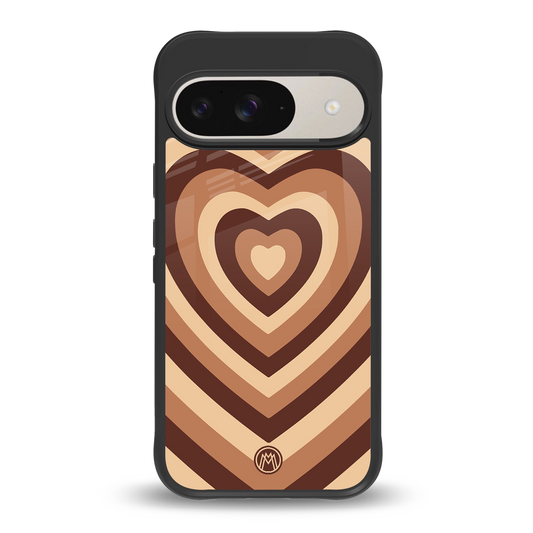 y2k brown hearts aesthetic back phone cover | glass case for google pixel 9