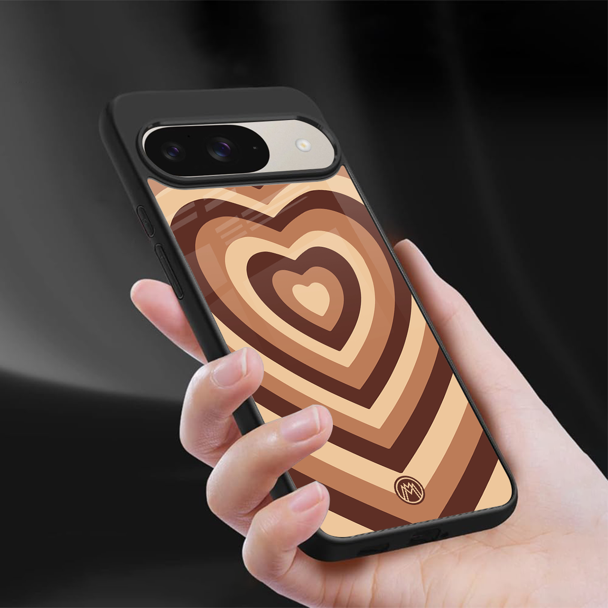 y2k brown hearts aesthetic back phone cover | glass case for google pixel 9