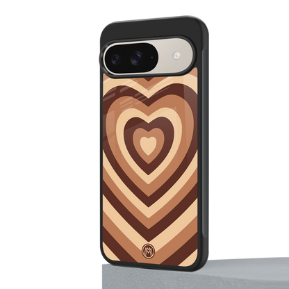 y2k brown hearts aesthetic back phone cover | glass case for google pixel 9