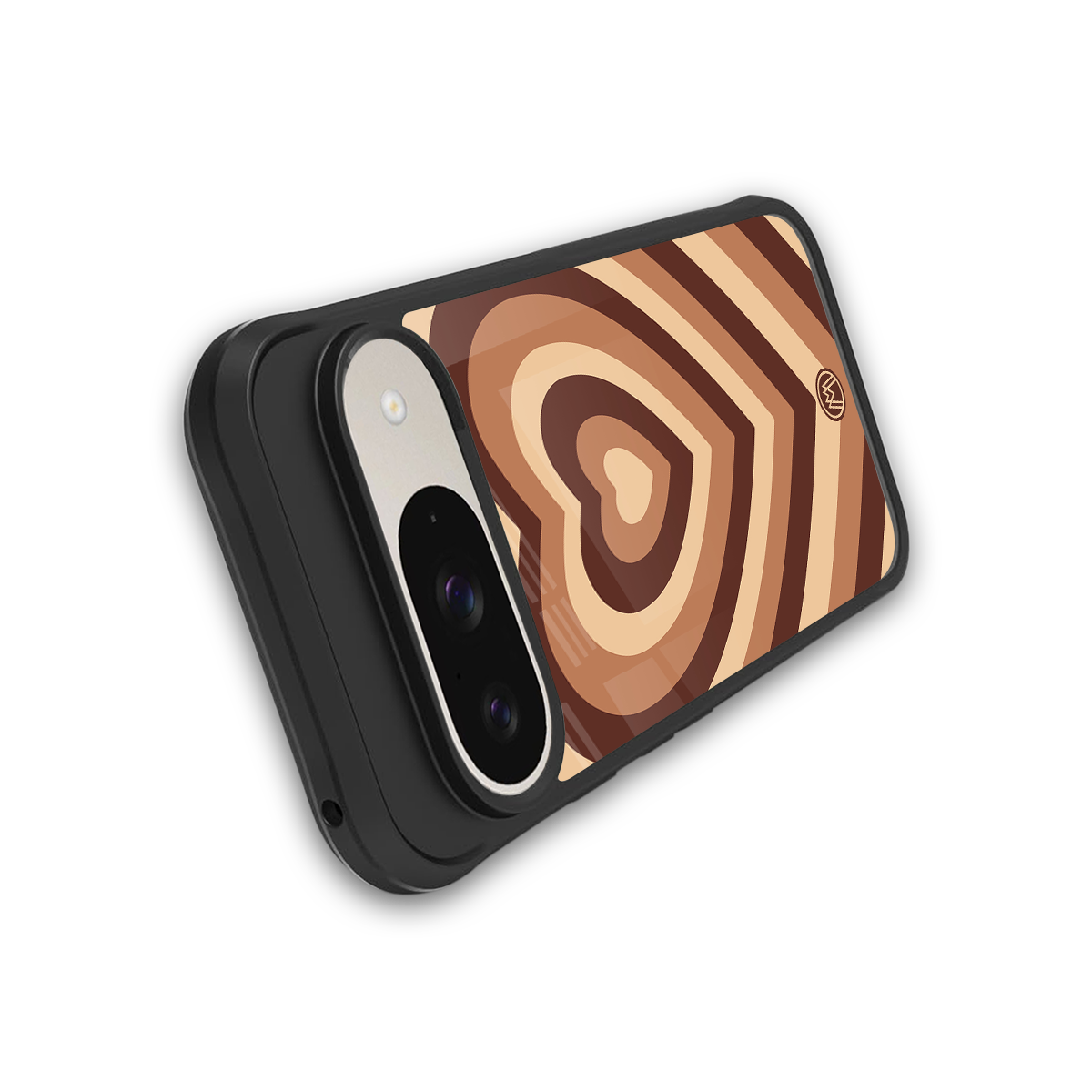 y2k brown hearts aesthetic back phone cover | glass case for google pixel 9