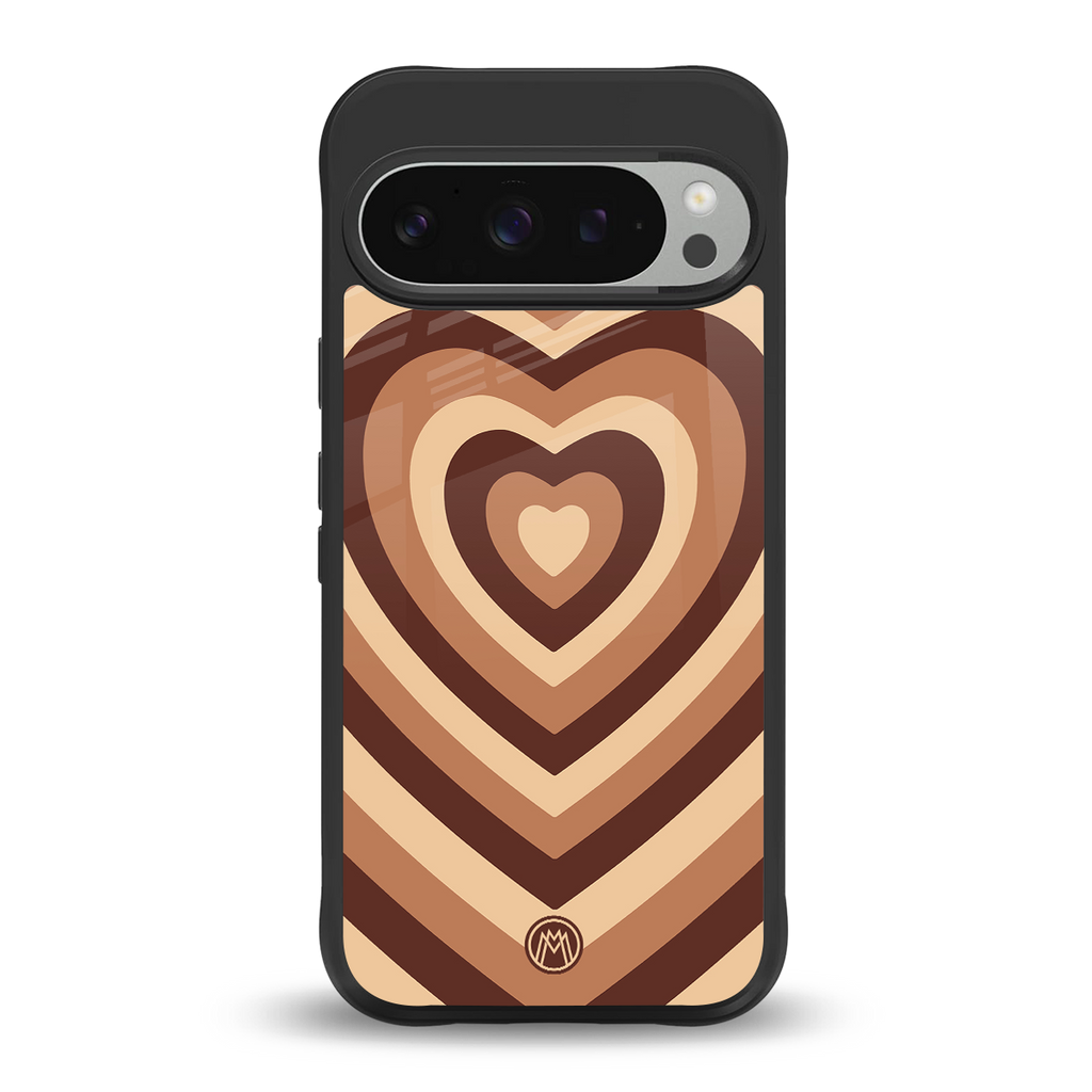 y2k brown hearts aesthetic back phone cover | glass case for google pixel 9 pro