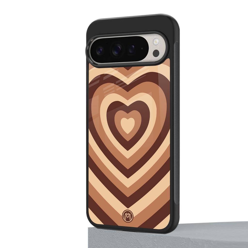 y2k brown hearts aesthetic back phone cover | glass case for google pixel 9 pro