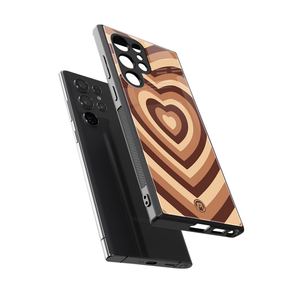 y2k brown hearts aesthetic back phone cover | glass case for samsung galaxy s23 ultra