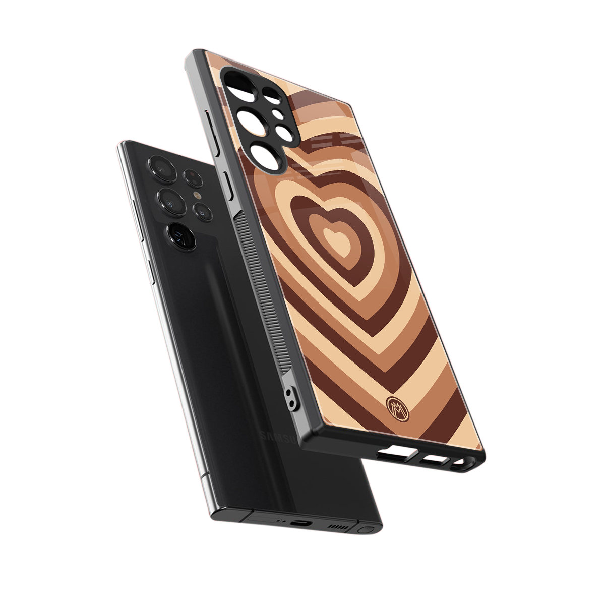 y2k brown hearts aesthetic back phone cover | glass case for samsung galaxy s23 ultra