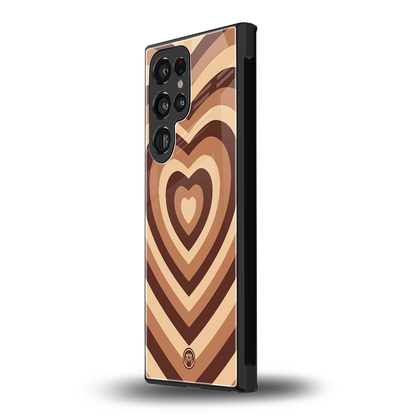 y2k brown hearts aesthetic back phone cover | glass case for samsung galaxy s24 ultra