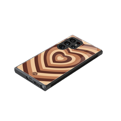 y2k brown hearts aesthetic back phone cover | glass case for samsung galaxy s24 ultra