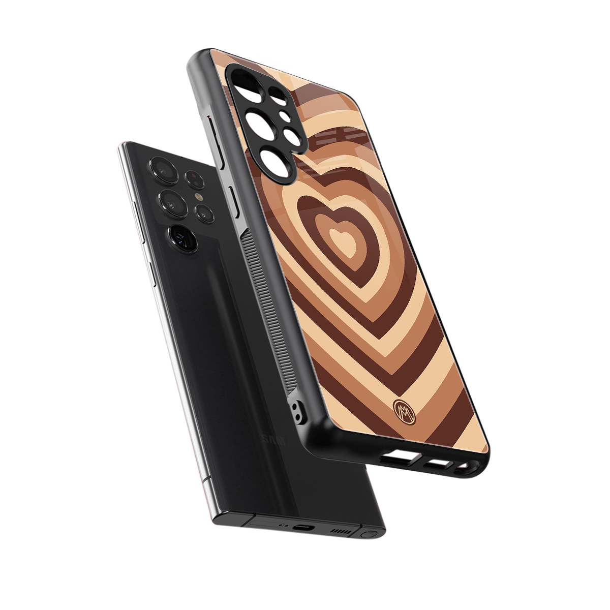 y2k brown hearts aesthetic back phone cover | glass case for samsung galaxy s25 ultra