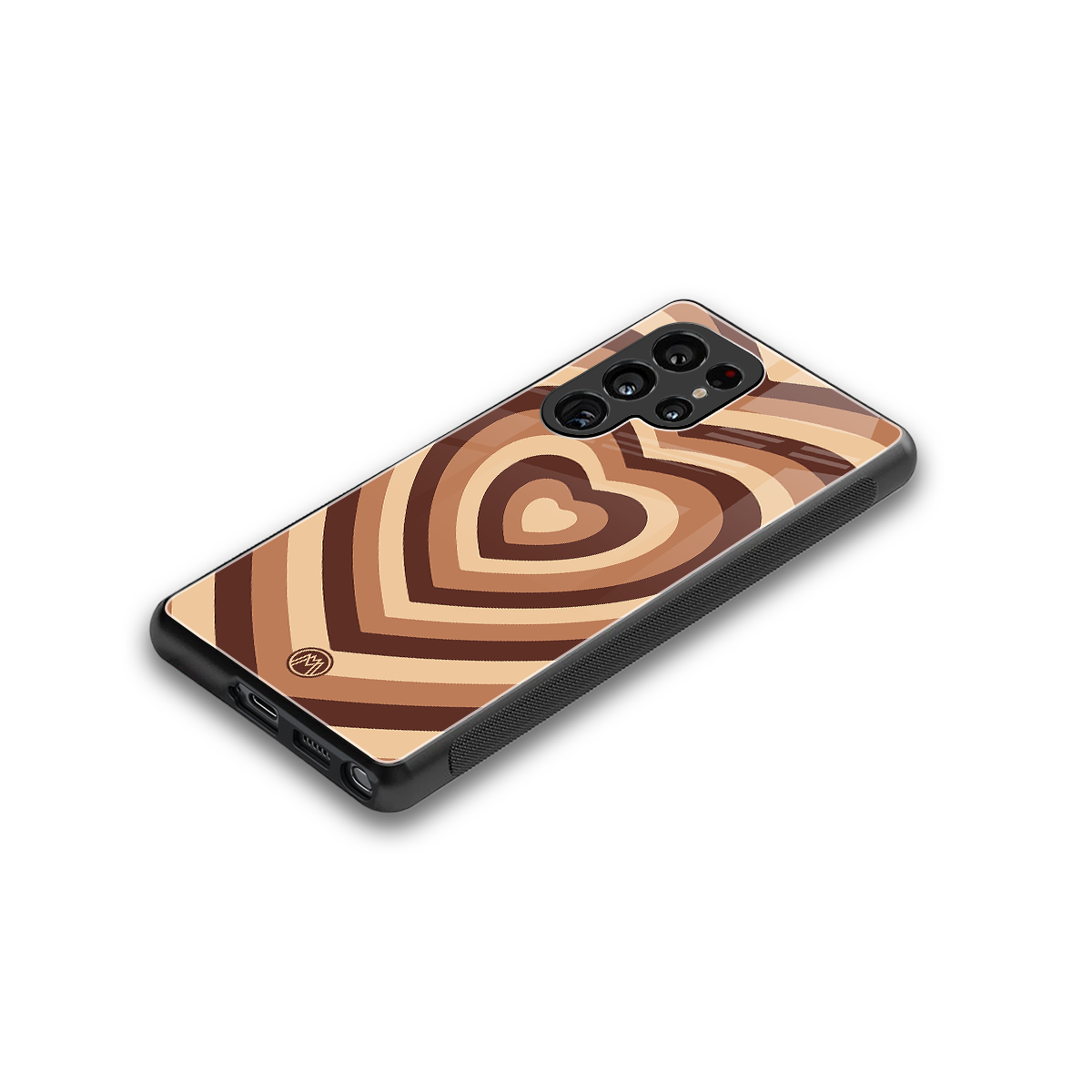 y2k brown hearts aesthetic back phone cover | glass case for samsung galaxy s25 ultra