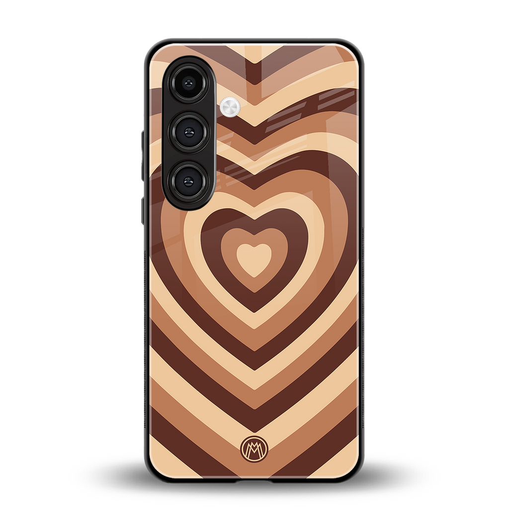 y2k brown hearts aesthetic back phone cover | glass case for samsung galaxy s24 plus