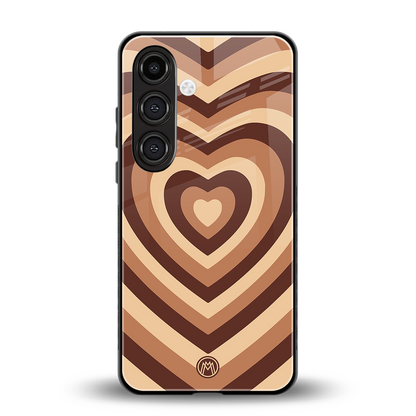 y2k brown hearts aesthetic back phone cover | glass case for samsung galaxy s24 plus