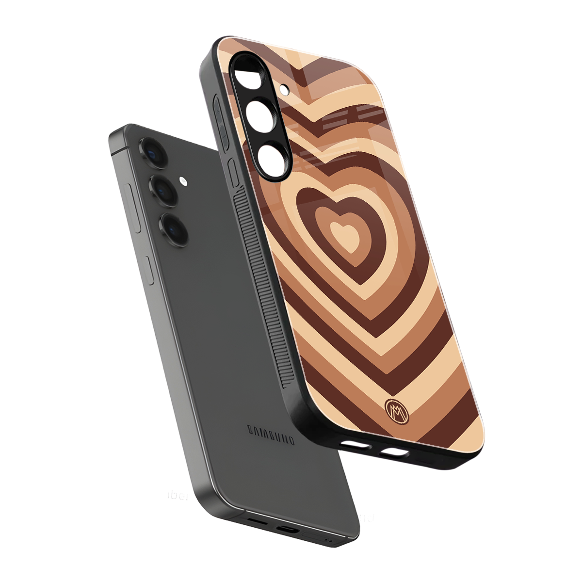 y2k brown hearts aesthetic back phone cover | glass case for samsung galaxy s23