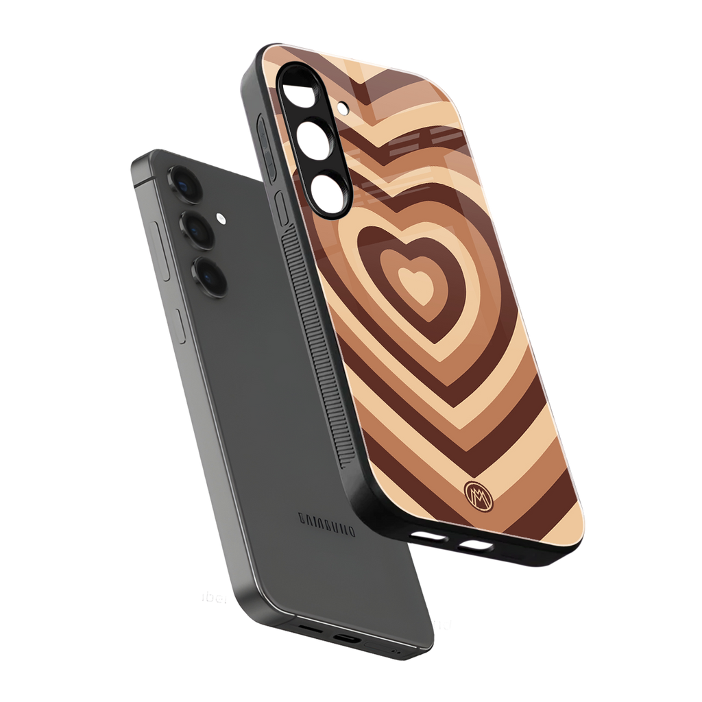 y2k brown hearts aesthetic back phone cover | glass case for samsung galaxy s24 plus