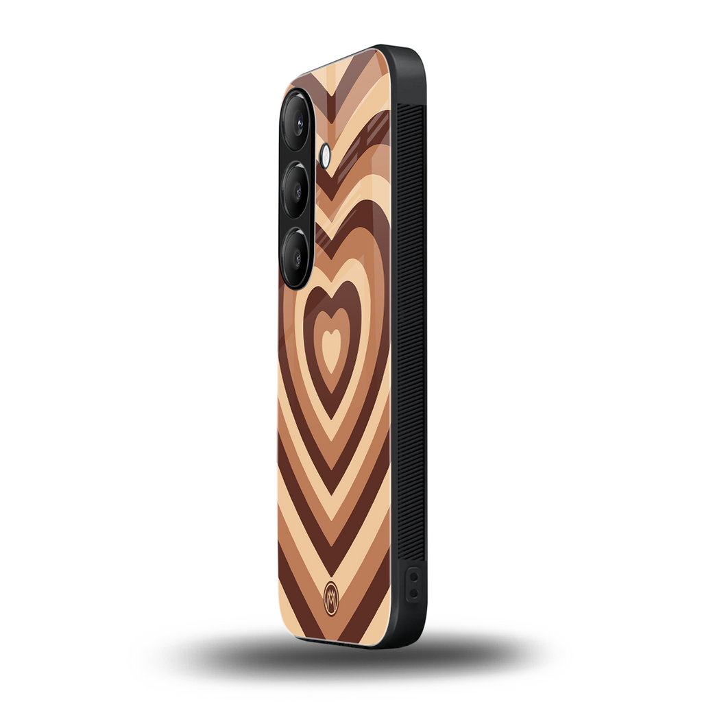y2k brown hearts aesthetic back phone cover | glass case for samsung galaxy s25