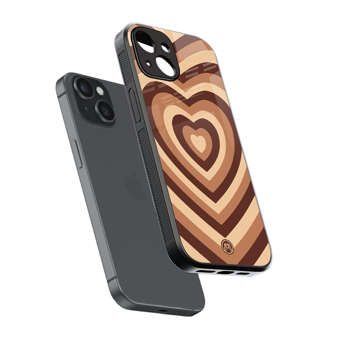 y2k brown hearts aesthetic back phone cover | glass case for iphone 15