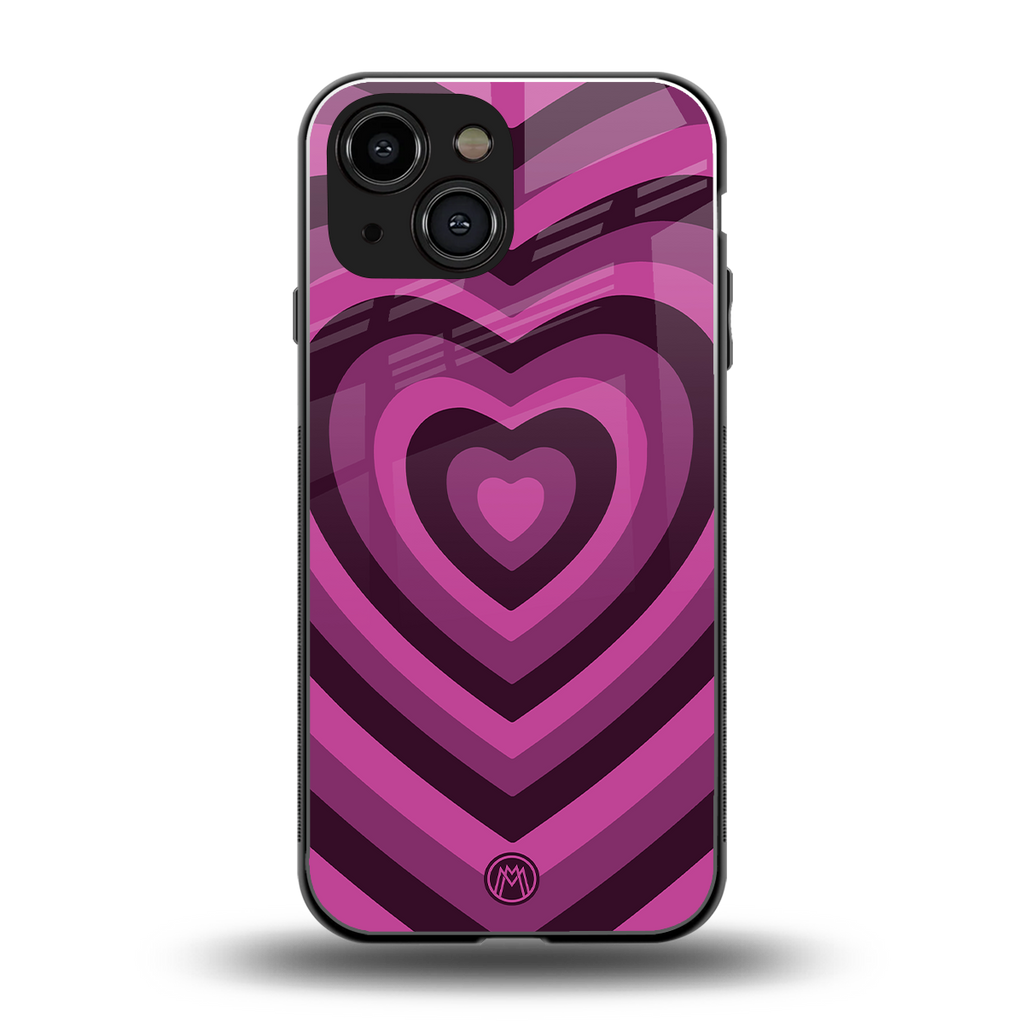 y2k burgundy hearts aesthetic back phone cover | glass case for iphone 13 mini