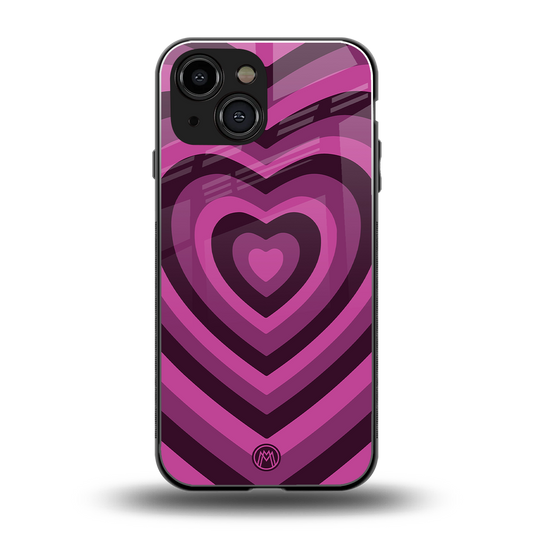 y2k burgundy hearts aesthetic back phone cover | glass case for iphone 13 mini