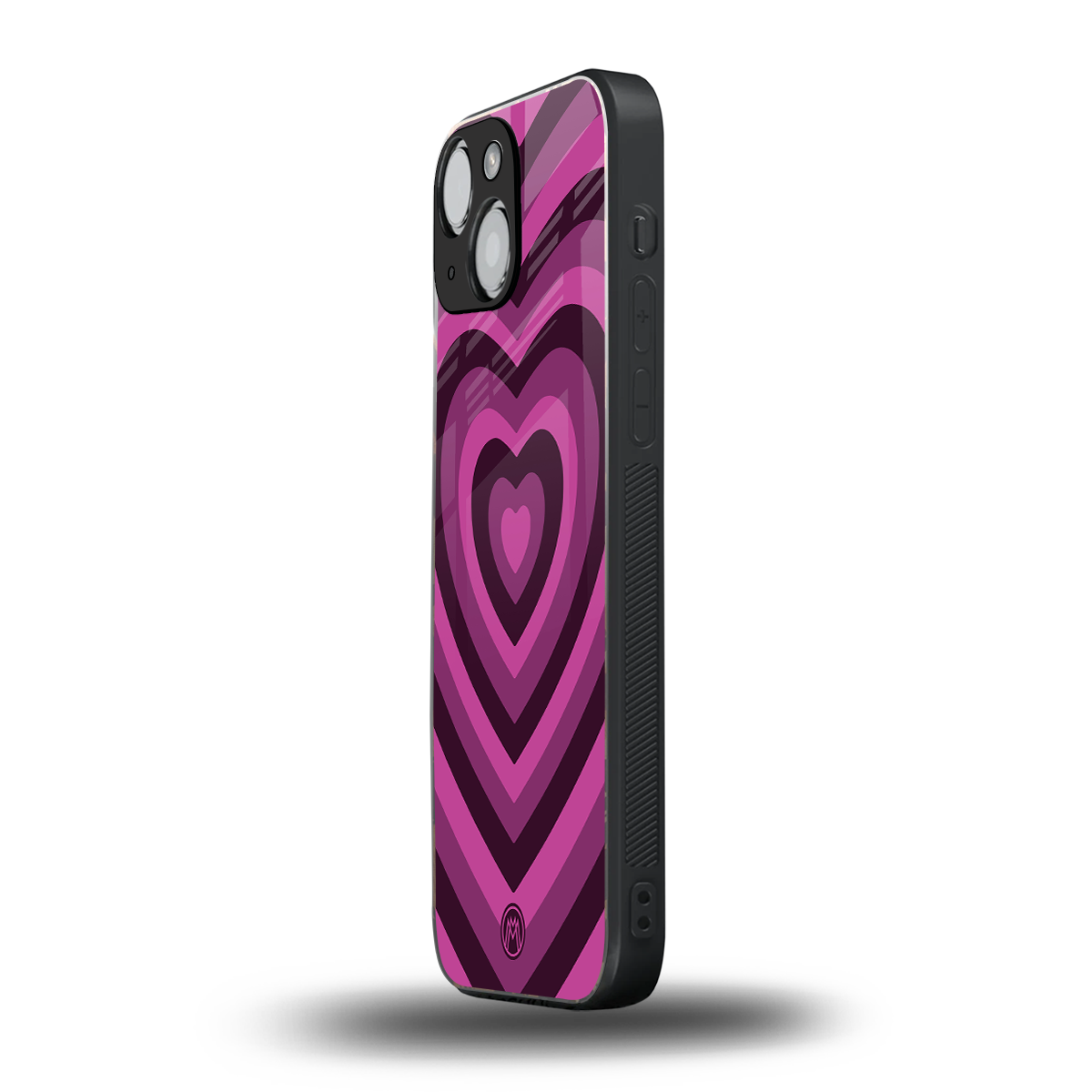 y2k burgundy hearts aesthetic back phone cover | glass case for iphone 13 mini