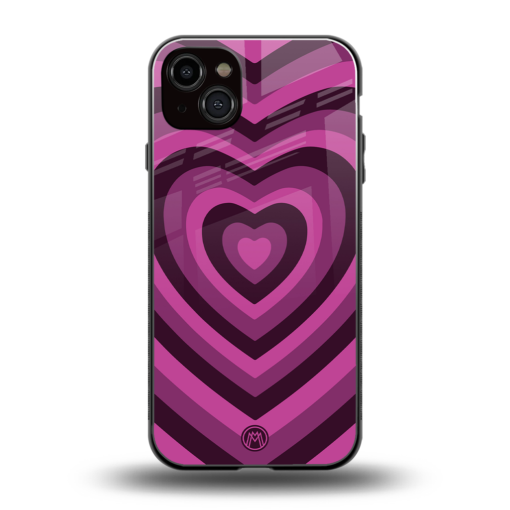 y2k burgundy hearts aesthetic back phone cover | glass case for iphone 15 plus