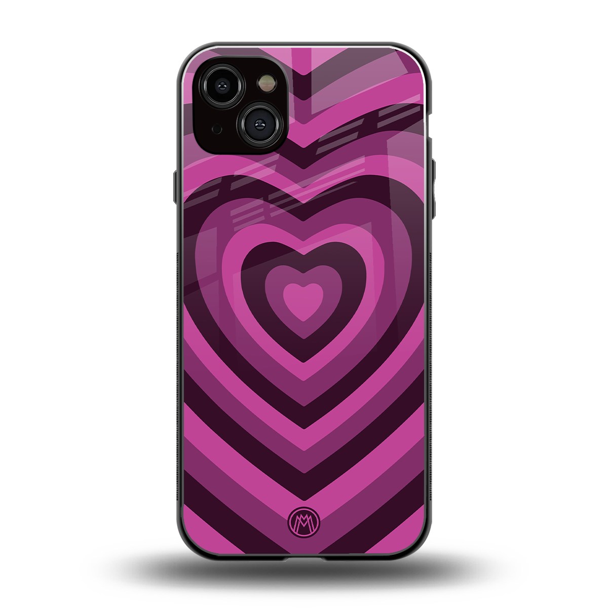 y2k burgundy hearts aesthetic back phone cover | glass case for iphone 15 plus