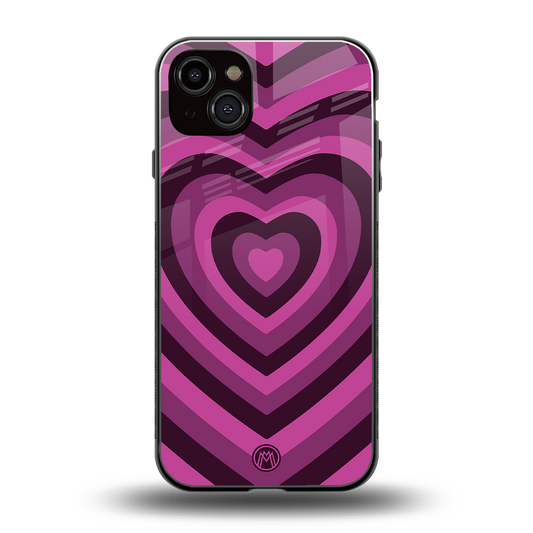 y2k burgundy hearts aesthetic back phone cover | glass case for iphone 14 plus