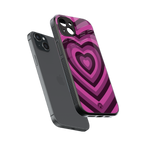 y2k burgundy hearts aesthetic back phone cover | glass case for iphone 15 plus