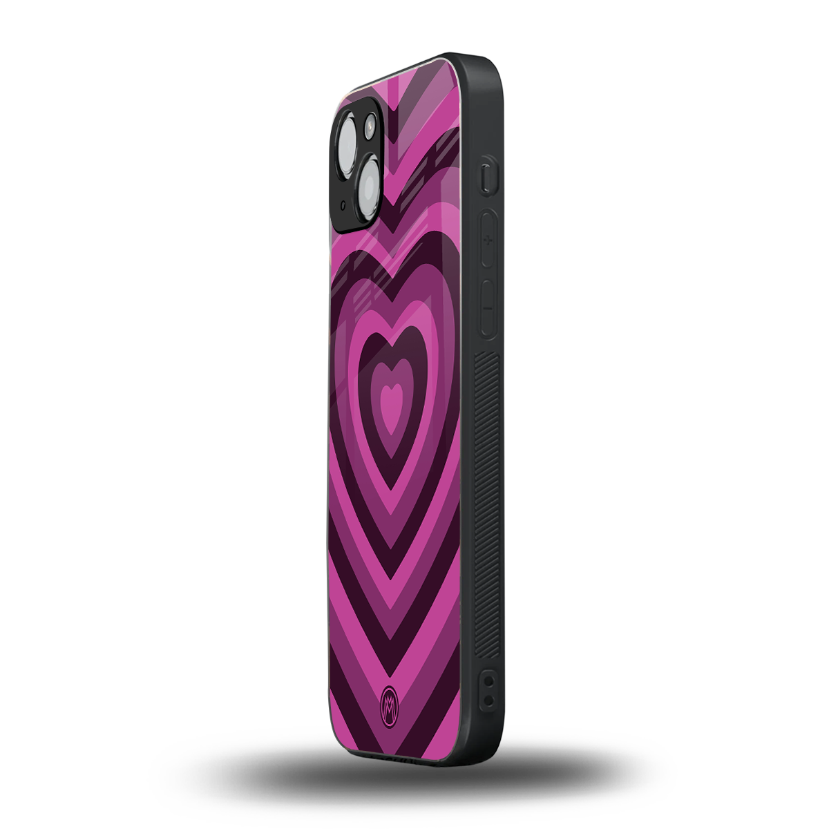 y2k burgundy hearts aesthetic back phone cover | glass case for iphone 15 plus