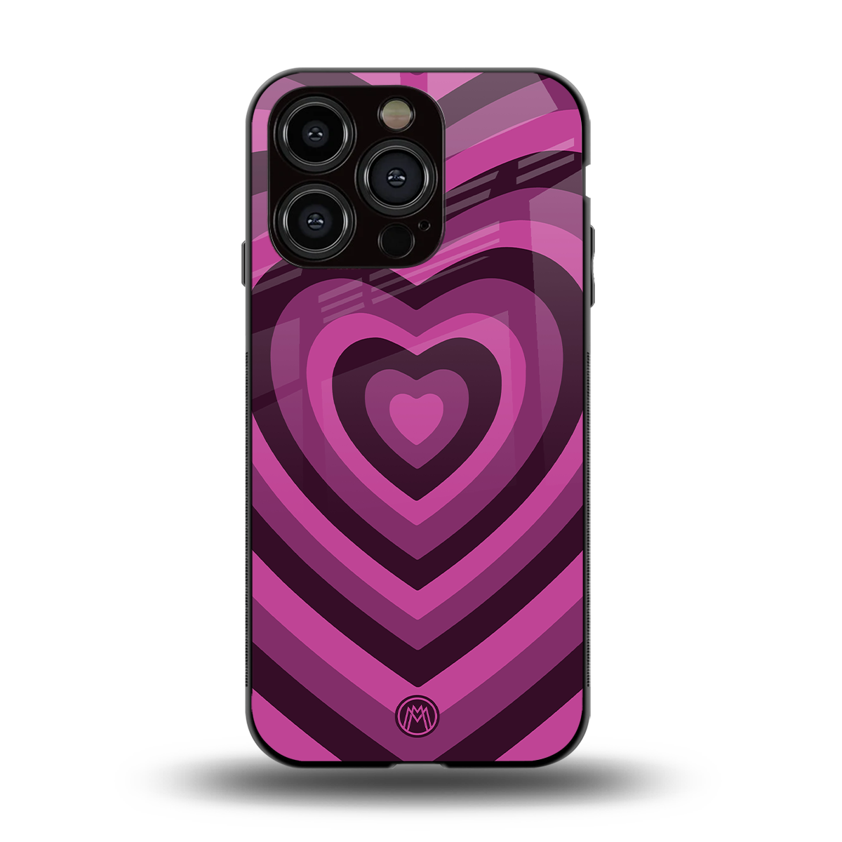 y2k burgundy hearts aesthetic back phone cover | glass case for iphone 15 pro