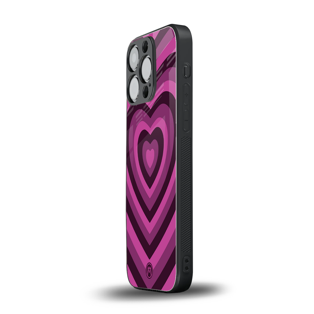 y2k burgundy hearts aesthetic back phone cover | glass case for iphone 15 pro