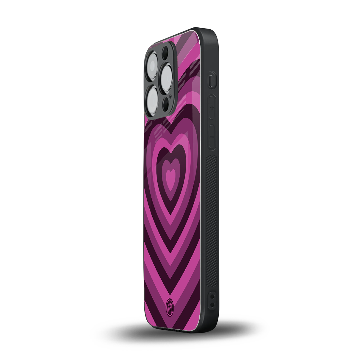y2k burgundy hearts aesthetic back phone cover | glass case for iphone 15 pro