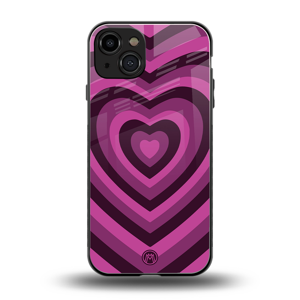 y2k burgundy hearts aesthetic back phone cover | glass case for iphone 15